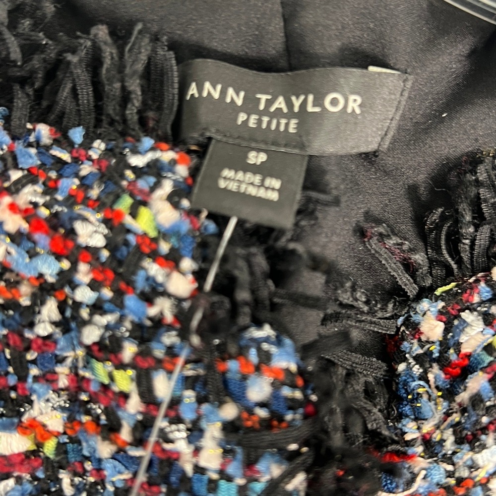 Ann Taylor‎ Multicolor Button Jacket Fringe Fiesta Tweed Small Petite NEW - Picture 14 of 16